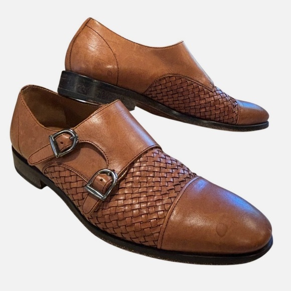 Taft Lucca Double Monk Strap Priginal Weave Pattern In Honey US 8 Handmade Spain - Picture 1 of 9